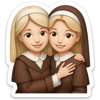 Hugging one carmelitan sister and one woman  sticker