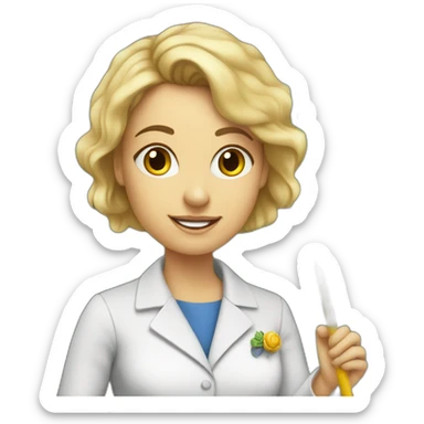 White woman scientist holding a Greek flag and writing equations on a chalk board sticker