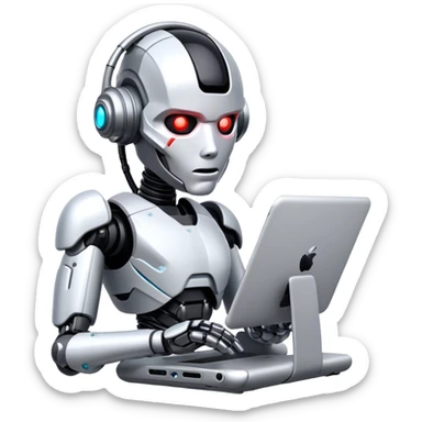 cyborg being a designer sticker