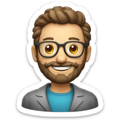 profesor de química calvo,con barba y gafas sonriendo sticker