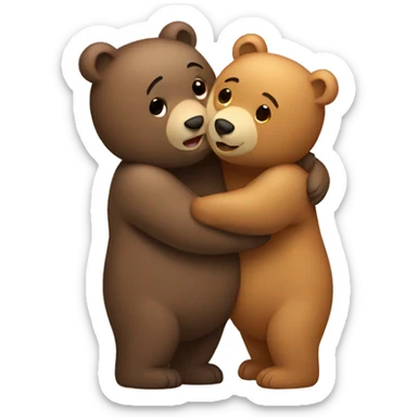 bear hugging another bear sticker
