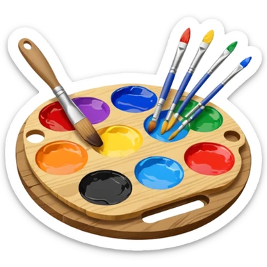 Palette with brushes sticker