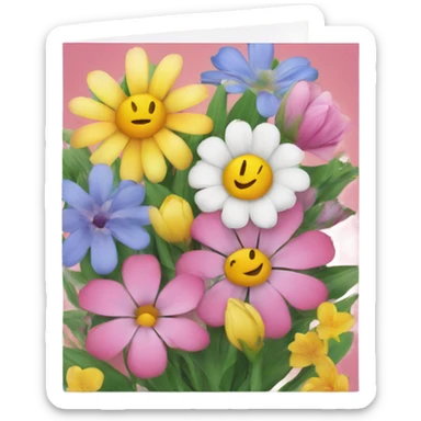 Beautiful Greeting card with flowers on the cover sticker