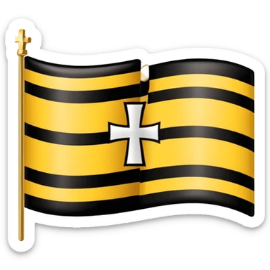 Each flag features a gold cross symbol, likely a Coptic cross, on a black and yellow background with horizontal stripes. 
 sticker
