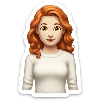 Red-haired girl with pale skin white sweater sticker