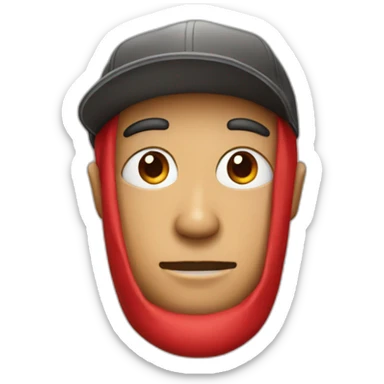 Red letter M with a face and a cap sticker