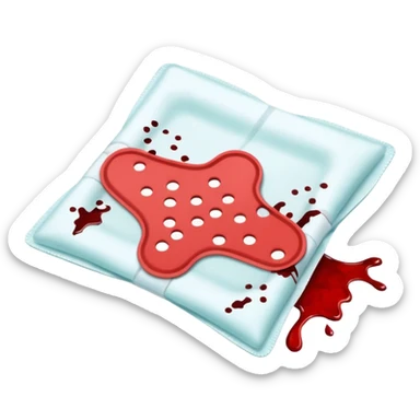 a sanitary pad with some blood splatters on it  sticker