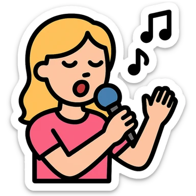 young lady singing sticker