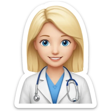 Una mujer rubia de ojos azules que es doctora sticker