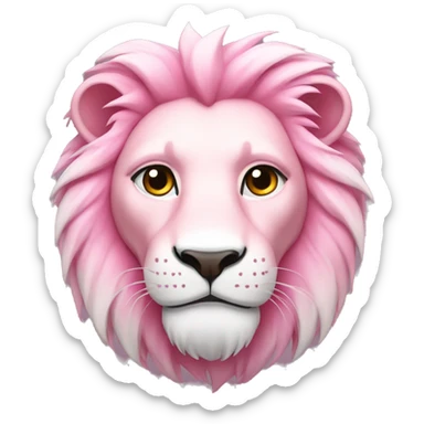 Pink and white lion sticker