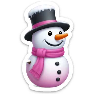 Pink snowman sticker