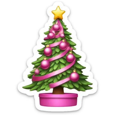 Pink Christmas tree with ornament iOS  sticker