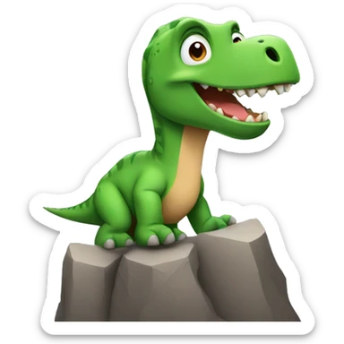 A a dinosaur who can climb in a mountain sticker