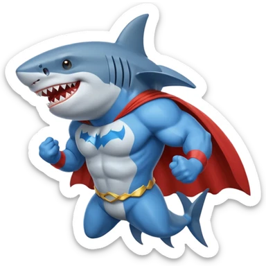 superhero shark sticker