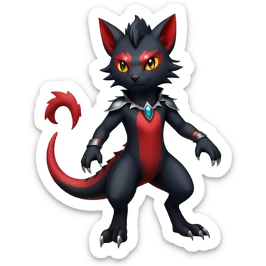 Shiny Dark Gothic Badass Handsome Salandit-Zorua-Litten full body sticker