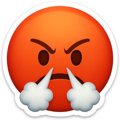 face with red angry steam emoji, digital illustration sticker