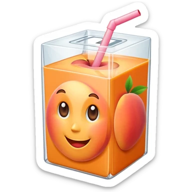 A juice box with a peach inside sticker