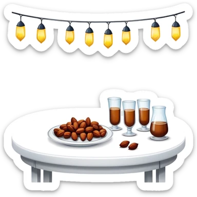 Table dinner with Ramadan lights and dates sticker