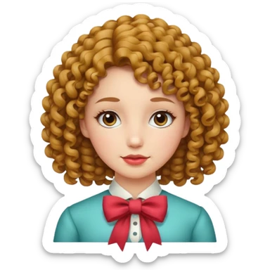 women with neckBow, curley hair style. sticker