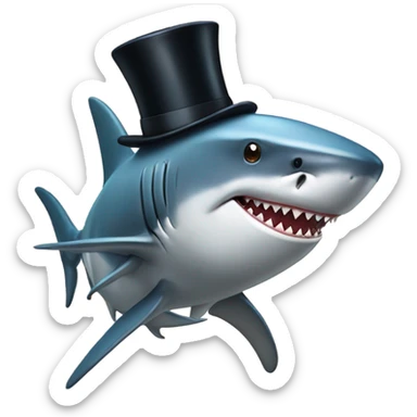 Shark with a top hat sticker