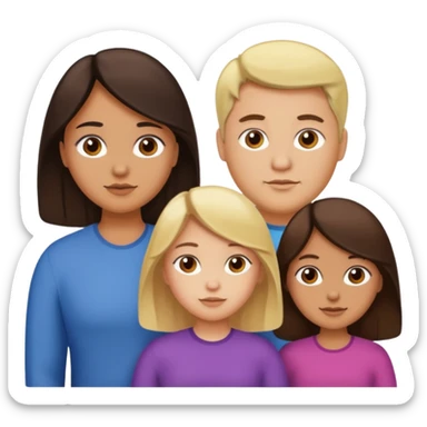 Familia de 4 personas : Hombre gordito,pelo oscuro, Mujer pelo cafe, hija pelo mono , hija pelo oscuro. sticker