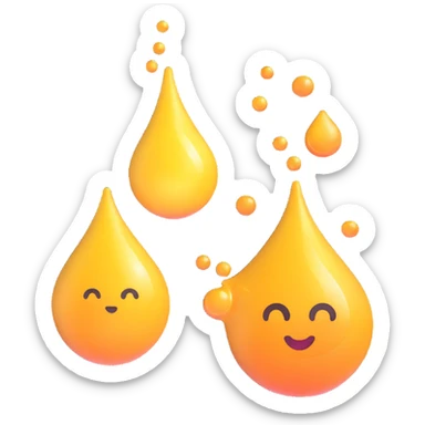 oil aroma icon with oil drops and abstract oil feeling, without eyes nose mouth, 3D emoji style sticker