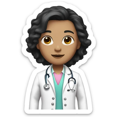 doctor dark black hair  pink undershirt with white coat sticker