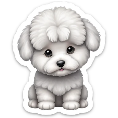 Gray Bichon Frise puppy sticker