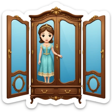 The characters in the fairy tale "Beauty and the Beast" are transformed into the lady in the wardrobe sticker