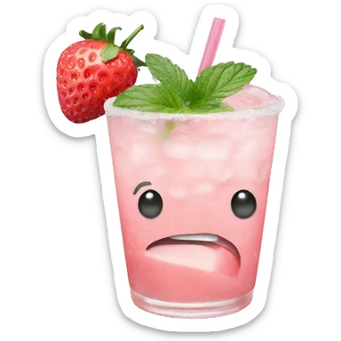 Pastel pink mojito strawberry  sticker