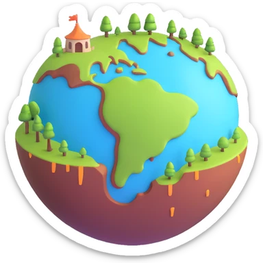 A fantasy planet, mysterious and dark, with glowing elements sticker