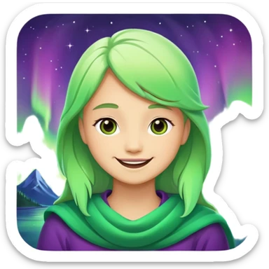Northern lights with side smile sticker