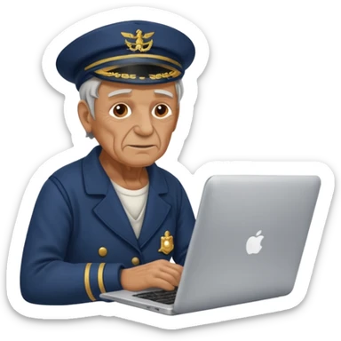 old sailor with a laptop sticker