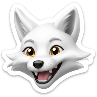 White fox with mischievous grin sticker