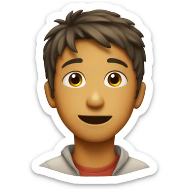 A boy gives a smile that hides his own sadness sticker