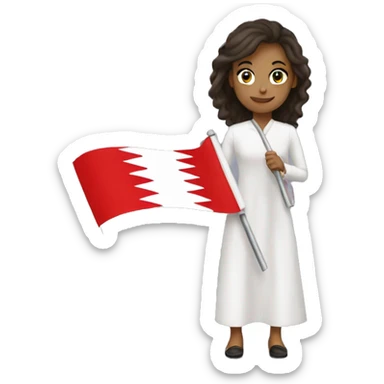 Bahrain flag and a woman holding it sticker
