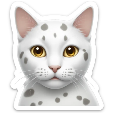 White cat with light grey spots  sticker