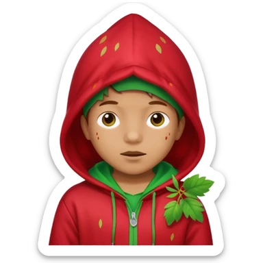 Kids in Fruit Clothes 
A kid wearing a strawberry hoodie with green leaf hood.


































 sticker