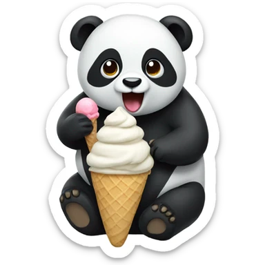 Panda eating ice cream sticker