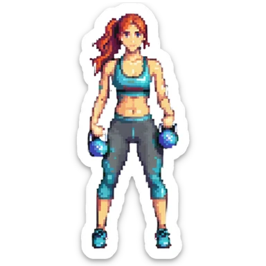 sport girl with kettlebell sticker