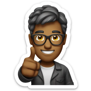 geek with finger up sticker