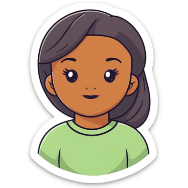 Black girl with fair skin, round face, and straight hair sticker