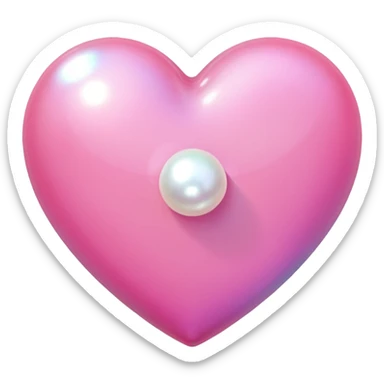 pink heart with one pearl sticker