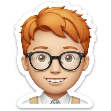 a short ginger person with glasses and braces sticker