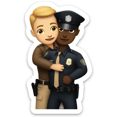 light skin police man hug brown skin man sticker