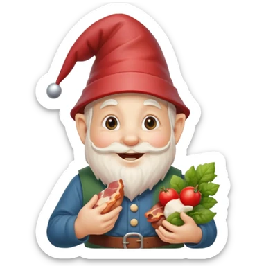 Garden gnome holding bacon sticker