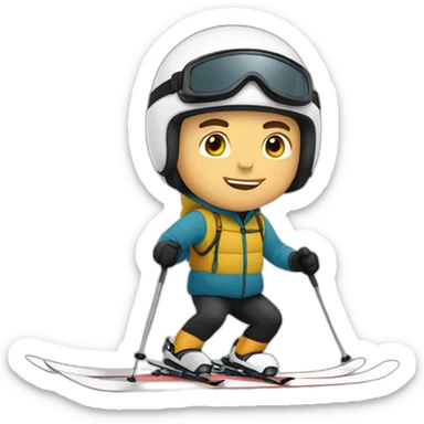 White men skiing sticker