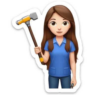 beautiful girl with long brown hair constructing new lounge room area with flat screen tv and couch sticker