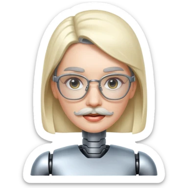 robotic woman with glasses mustache  sticker