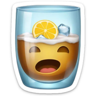 vaso de ron con hielo, agarrando con la mano izquierda sticker